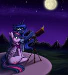 2014 equine female feral friendship_is_magic full_moon horn longinius mammal moon my_little_pony night princess_luna_(mlp) scarf sky telescope twilight_sparkle_(mlp) winged_unicorn wings
Rating: Safe
Score: 9
User: Robinebra
Date: April 03, 2014