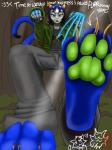 2017 3:4 4_toes alien alien_humanoid animal_humanoid barefoot black_hair blades claw_(weapon) claws clothed clothing digital_media_(artwork) dominant dominant_female emoticon fangs feet felid felid_humanoid female first_person_view foot_focus forest fur furspeak gakuseigitsune gloves grey_body grey_skin hair handwear hat headgear headwear heart_eyes heart_oculama heart_symbol hindpaw homestuck horn horned_humanoid humanoid looking_at_viewer mammal mammal_humanoid melee_weapon ms_paint_adventures nepeta_leijon oculama open_mouth pawpads paws plant smile smug soles solo teeth toe_claws toes tree troll_(homestuck) weapon