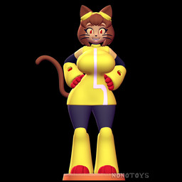 accessory anthro big_breasts boots bow_ribbon breasts brown_hair brown_tail clothing female footwear front_view fur hair hair_accessory hair_bow hair_ribbon handwear looking_at_viewer red_eyes ribbons shoes simple_background smile solo standing tail tan_body tan_fur thick_thighs whiskers wide_hips yellow_boots yellow_clothing yellow_footwear yellow_handwear nonotoys gameoverse glitch_productions kit_bodega felid feline mammal 1:1 2026 3d_(artwork) digital_media_(artwork) full-length_portrait portrait