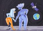 anthro beak big_butt breasts butt butt_size_difference duo earth female female/female hair hand_holding hand_on_hip moon nipples nude outside planet prosthetic prosthetic_leg prosthetic_limb satellite side_boob smile space star oddjuice disney ducktales ducktales_(2017) della_duck penumbra_(ducktales) alien alien_humanoid anatid anseriform avian bird duck humanoid roswell_grey digital_media_(artwork) hi_res