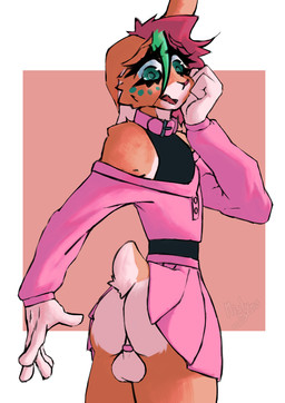 accident accidental_exposure anthro backsack ball_ring balls blush blush_lines bottomwear butt clothed clothing collar crossdressing femboy fur genitals green_eyes hair jacket looking_at_butt looking_at_own_butt male no_underwear open_mouth orange_body orange_fur pink_collar pink_ring raised_bottomwear raised_clothing raised_skirt red_hair scut_tail short_tail simple_background skirt solo tail tail_tuft topwear tuft worried worried_face worried_look mistythemist lagomorph leporid mammal rabbit absurd_res hi_res shaded