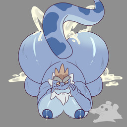 anthro big_moobs big_nipples bodily_fluids butt cum cum_from_ass cum_in_ass cum_inside genital_fluids leaking_cum male male/male moobs nipples solo sweat sweaty_butt nuknuks amphibia_(series) disney king_andrias_leviathan amphibian salamander 1:1 hi_res