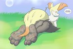 3_toes anthro barefoot butt dirty dirty_feet feet foot_focus grass hindpaw looking_back lying on_front outside paws plant rear_view smile soles solo toes detectivebubble nintendo pokemon braixen canid canine fox generation_6_pokemon mammal pokemon_(species) hi_res female_(lore)