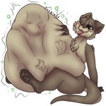 1:1 abdominal_bulge after_vore ambiguous_gender ambiguous_prey anthro body_outline breath digestion_noises duo hand_on_belly heart_eyes heart_symbol isaiah_the_otto looking_pleasured male male_pred mammal mustelid open_mouth otter sitting struggling tongue tongue_out violet_vore vore