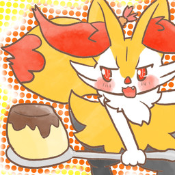ambiguous_anthro ambiguous_gender anthro biped blush blush_stickers cute_fangs cutlery digitigrade dipstick_tail fangs flan food front_view holding_spoon kitchen_utensils markings open_:3 open_mouth open_smile shrimp_(food) simple_background smile solo spoon standing tail tail_markings teeth tools annyui0611 nintendo pokemon braixen canid generation_6_pokemon mammal pokemon_(species) 1:1 2023 digital_drawing_(artwork) digital_media_(artwork) hi_res japanese_description portrait three-quarter_portrait translated_description