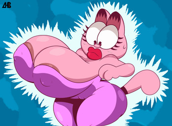 anthro areola areola_slip big_breasts biped bodily_fluids breasts clothed clothing dress eyelashes female huge_breasts hyper hyper_breasts lips nipple_outline pink_body pink_clothing pink_dress red_eyes red_lips solo sweat sweatdrop tail thick_lips white_sclera luanctoons garfield_(series) arlene_(garfield) domestic_cat felid feline felis mammal 2024 absurd_res digital_media_(artwork) hi_res