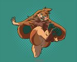 4_fingers 4_toes brown_body brown_fur brown_hair feet fingers fur hair open_mouth smile solo tan_body tan_fur teeth toes tongue lapres 2021 digital_media_(artwork)