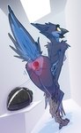 after_anal anal_fluids anthro anus beak black_beak blue_body blue_feathers blush bodily_fluids body_blush breasts butt butt_blush buttplug clitoris feathers feet female gaping gaping_anus gaping_pussy genital_fluids genitals looking_back nipples non-mammal_breasts non-mammal_nipples plug_(sex_toy) presenting presenting_hindquarters pussy sex_toy simple_background solo tail tail_feathers talons toes urethra vaginal_fluids winged_arms wings yellow_eyes ralek eve_azure_(pikmin117) avian bird bluebird oscine passerine thrush_(bird) 2022 absurd_res hi_res