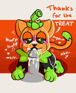 after_oral after_sex ambiguous_gender anthro black_body blush blush_lines bodily_fluids cum cum_in_mouth cum_inside cum_on_face cum_string duo fellatio first_person_view food for_a_head fruit genital_fluids genitals green_eyes heart_eyes heart_symbol holidays human_pov licking licking_tip male male/ambiguous male/male male_pov oral penile penis penis_lick plant pumpkin pumpkin_head seductive sex simple_background solo_focus sound_effects tears text tongue tongue_out lelol_fire halloween pumkat domestic_cat elemental_creature felid feline felis flora_fauna food_creature human living_fruit mammal object_head