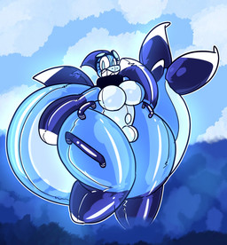 after_transformation anthro big_breasts big_hands blue_body blue_eyes breasts bulge curvy_figure dorsal_fin expansion eyelashes eyewear featureless_breasts featureless_hands fin glistening glistening_body goggles grin grinning_at_viewer gynomorph handle handle_bar handles_on_hips handles_on_thighs inflatable intersex navel null_bulge outie_navel pool_toy pool_toy_handle shark_fin shark_tail sharp_teeth smile smiling_at_viewer solo swimming_goggles tail teeth thick_thighs toothy_grin transformation cantielabs cantie animate_inanimate aquatic fish living_inflatable shark 2022 hi_res