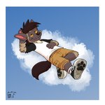border bottomwear clothing footwear half-closed_eyes hand_on_belly hand_on_head male narrowed_eyes shirt shoes shorts simple_background smile smirk solo t-shirt topwear white_border fumi_bat hyena mammal 1:1 digital_drawing_(artwork) digital_media_(artwork) shaded simple_shading
