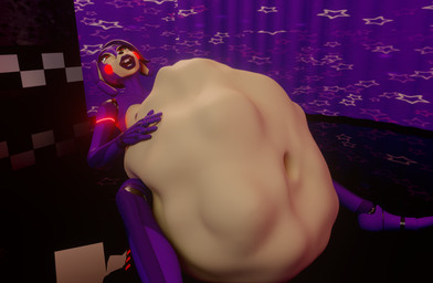 anthro belly belly_squish big_belly breasts digestion digestion_implied digestion_sequence duo face_imprint feet female female/female hand_imprint happy huge_belly imprint machine multicolored_body nude oral_vore spread_legs spreading squish vore willing_prey bunnnyboi disembowell_(modeler) psychojohn2_(modeler) five_nights_at_freddy's scottgames bonnie_(fnaf) animatronic lagomorph leporid mammal rabbit robot hi_res