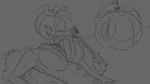 anthro breasts cleavage clothed clothing crossgender disassembled female food for_a_head fruit genitals holidays jack-o'-lantern plant pumpkin pumpkin_butt pumpkin_head pussy scarecrow solo ruanshi halloween animate_inanimate object_head 16:9 monochrome sketch widescreen