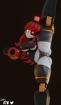 3d_(artwork) black_background breasts camel_toe clothing digital_media_(artwork) female flexing flexing_bicep hair hi_res humanoid looking_at_viewer machine mimi_sentry on_one_leg one_eye_obstructed panties raised_leg red_hair robot sentry_gun_(team_fortress_2) simple_background smile solo spread_legs spreading standing team_fortress_2 under_boob underwear valve yellow_eyes zzwz