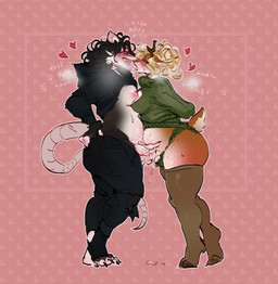 anthro antlers belly belly_to_belly big_butt blonde_hair blush bodily_fluids bottomwear breast_squish breasts breasts_frottage breath brown_body brown_fur butt clothing denim denim_bottomwear denim_clothing duo eye_contact freckled_legs freckled_thighs freckles french_kissing frottage fur genital_fluids genitals gynomorph gynomorph/gynomorph hair hand_on_hip handjob hoodie horn intersex intersex/intersex jeans kissing legwear looking_at_another panties pants penile penis penises_touching precum saliva sex sharp_teeth slightly_chubby small_breasts small_penis squish steam stockings sweat sweater tail teeth text thick_thighs tongue tongue_out topwear touching_belly underwear white_body white_fur flushed_noodles laura_(soft_rain) pancake_(pancake) american_opossum deer mammal marsupial virginia_opossum absurd_res hi_res trans_(lore) trans_woman_(lore)