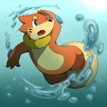 ambiguous_gender anthro blue_eyes blush bubble cute_fangs fur helicopter_tail kemono open_mouth orange_body orange_fur semi-anthro solo underwater water yellow_body yellow_fur hinami nintendo pokemon buizel generation_4_pokemon pokemon_(species) 1:1 2011