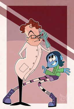 black_eyewear black_glasses blue_body blue_skin bodily_fluids clothed clothing disguise duo eyewear female glasses hair logo male pseudo_hair rectangular_glasses simple_background smile sweat sweatdrop tentacles topwear wearing_glasses toongrowner dreamworks madagascar_(series) ruby_gillman_teenage_kraken the_penguins_of_madagascar dave_(madagascar) ruby_gillman animal_humanoid aquatic aquatic_humanoid human humanoid kraken mammal absurd_res artist_logo crossover digital_media_(artwork) hi_res