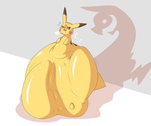 ambiguous_gender assimilation blush bodily_fluids feral melting solo sweat text vore dlrowdog nintendo pokemon generation_1_pokemon pikachu pokemon_(species) 2015 6:5 hi_res japanese_text translation_request