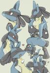 ambiguous_gender anthro black_body black_fur blue_body blue_fur duo fur heart_symbol kissing simple_background solo sikai nintendo pokemon generation_4_pokemon lucario pokemon_(species) multiple_images