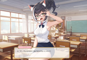 black_body black_fur black_hair blush breasts classroom clothed clothing desk eyewear female fully_clothed fur furniture glasses green_eyes hair hair_bun inner_ear_fluff inside long_hair school simple_background small_breasts solo table teacher text tied_hair tight_clothing tuft pn_(wnsl216) cygames princess_connect! princess_connect!_re:dive karyl_(princess_connect!) animal_humanoid cat_humanoid felid felid_humanoid feline feline_humanoid humanoid mammal mammal_humanoid hi_res japanese_text