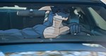 anthro bored car driving expression_meme horn inside_car inside_vehicle male muscular scales solo spikes vehicle kentott0 mythology vendragon dragon mythological_creature mythological_scalie reptile scalie meme