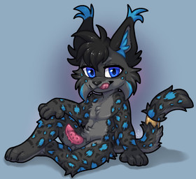 4_fingers accessory animal_genitalia animal_penis anthro balls blue_eyes blue_pawpads cheek_tuft ear_tuft erection facial_tuft feet feline_genitalia feline_penis fingers fluffy fur fur_markings furgonomics genitals gold_(metal) gold_jewelry grey_body grey_fur inner_ear_fluff jewelry leopard_spots long_tail looking_at_viewer male markings nude nude_anthro nude_male pawpads paws penile_spines penis pose simple_background sitting sitting_on_ground snout solo spots tail tail_accessory tail_bracelet tail_jewelry tongue tongue_out tuft wickedforster arthwr felid feline hybrid lynx mammal pantherine snow_leopard 2026 digital_media_(artwork) hi_res pinup signature
