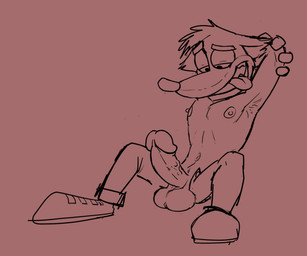 4_fingers anthro armpit_hair aroused athletic athletic_anthro athletic_male ball_tuft balls balls_on_ground bent_legs biped black_eyes body_hair bottomwear breath chest_tuft clothed clothing collarbone denim denim_bottomwear denim_clothing ear_tuft ears_down ears_outwards erection eyebrows fingers footwear genitals hair half-closed_eyes hands_behind_head head_tuft humanoid_genitalia humanoid_penis jeans knees_up looking_at_genitalia looking_at_own_penis looking_at_penis looking_at_self looking_down looking_down_at_genitalia looking_down_at_penis looking_down_at_self looking_pleasured male narrowed_eyes navel nipples open_mouth orgasm_face panting pants pecs penis pink_background pivoted_ears puffed_out_chest raised_arms raised_eyebrow ribs shoes simple_background sitting smile solo tongue tongue_out toony topless topless_anthro topless_male tuft unzipped unzipped_pants zipper domidark activision crash_bandicoot_(series) crash_bandicoot bandicoot mammal marsupial 2024 black_and_red detailed digital_drawing_(artwork) digital_media_(artwork) line_art monochrome sketch