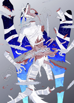 2_horns ahegao anthro bandage bloodless bodily_fluids cross_section decapitation dismemberment fur genitals gore gore_focus grey_body grey_fur headless horn looking_pleasured male nude organs penis saw solo tongue tongue_out tools vicious white_body white_fur wings viciouswolf canid canine canis hybrid mammal wolf absurd_res hi_res