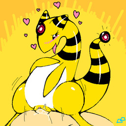bestiality blush cowgirl_position duo faceless_character faceless_male female female_on_human female_on_top female_penetrated feral feral_penetrated from_front_position genitals happy heart_symbol human_on_feral human_penetrating human_penetrating_feral interspecies looking_at_viewer male male/female male_on_bottom male_on_feral male_penetrating male_penetrating_female nude on_bottom on_top open_mouth penetration penile penile_penetration penis penis_in_vagina pokephilia sex simple_background smile straddling tail thick_tail tongue tongue_out vaginal vaginal_penetration vulva white_body yellow_background yellow_body yellow_skin conditional_dnp exed_eyes nintendo pokemon ampharos generation_2_pokemon human mammal pokemon_(species) 1:1 digital_media_(artwork) low_res yellow_theme