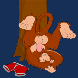 anal anal_masturbation anthro balls biped boxer_briefs brown_body brown_fur clothing erection feet fur genitals hair male masturbation nude penis plant simple_background smile solo tail tail_fetish tail_play text toes tree underwear upside_down conditional_dnp notkastar j.a.m haplorhine mammal monkey primate 1:1 2018 alpha_channel digital_media_(artwork) english_text signature