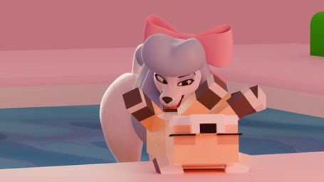 accessory animal_genitalia animal_vulva big_bow black_eyebrows black_eyes black_nose black_vulva blocky_body blocky_snout blue_body blue_fur bow_ribbon butt canine_genitalia canine_vulva cunnilingus duo eyebrows eyelashes eyes_closed female female/female female_feral feral feral_on_feral fur genitals hair_accessory hair_bow hair_ribbon licking long_eyelashes lying on_back open_mouth open_smile oral orange_body partially_submerged pink_bow quadruped ribbons sex smile snout tail teeth tongue tongue_out vaginal vulva water white_body white_butt white_fur white_inner_ear white_tail swoomy disney microsoft minecraft mojang oliver_and_company xbox_game_studios georgette_(disney) mango_(digitoxici) canid canine canis domestic_dog fox_(minecraft) mammal poodle 16:9 3d_(artwork) digital_media_(artwork) hi_res widescreen