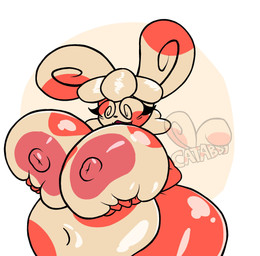 anthro belly big_belly big_breasts breast_grab breasts female glistening glistening_body hand_on_breast huge_belly huge_breasts hyper hyper_belly hyper_breasts markings navel nude nude_anthro obese overweight overweight_female self_grope solo spots spotted_markings catabby nintendo pokemon generation_3_pokemon pokemon_(species) spinda hi_res