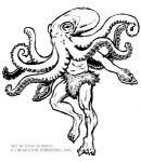 claws clothed clothing male mantle_(mollusk) simple_background solo tentacles text topless white_background john_kohlepp glorantha animal_humanoid cephalopod cephalopod_humanoid humanoid marine marine_humanoid mollusk mollusk_humanoid octopus_humanoid walktapus 2010 black_and_white english_text monochrome official_art