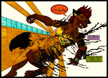 4_toes 5_fingers anthro athletic athletic_female black_border black_tail_tip border breasts brown_body brown_fur claws clenched_teeth clock dipstick_tail duo eyes_closed feet female fingers fur genitals hair jewelry mane markings navel necklace nipples nude nude_anthro nude_female open_mouth pawpads paws red_hair red_mane ring simple_background spots spotted_body spotted_fur tail tail_markings teeth teeth_showing text toe_claws toes toned_belly toned_body toned_female vulva watch yellow_body yellow_fur cougar_leon marvel autumn_williams hysteria_klyntar alien humanoid hyena klyntar mammal spotted_hyena symbiote werecreature werehyena 2025 artist_name colored english_text hi_res marker_(artwork) traditional_media_(artwork)