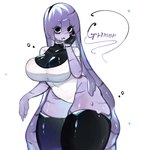 anthro black_eyes breasts clothed clothing female purple_body simple_background solo togetoge nintendo pokemon generation_1_pokemon goo_creature grimer pokemon_(species) hi_res