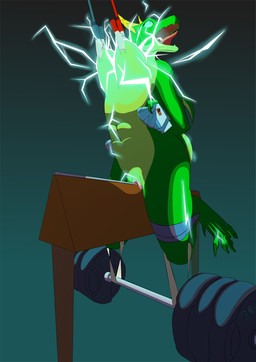 anthro areola bdsm big_breasts blue_electricity blue_lighting bondage bound breast_torture breasts claws clitoris electric_shock electrostimulation feet female forced forced_bondage genital_torture genitals gradient_background green_body green_claws green_eyes green_feet green_scales green_tail hands_tied horn legs_tied nude pain predicament_bondage pussy_torture restraints scales screaming sexual_torture simple_background solo straddling submissive submissive_anthro submissive_female suffering tail tongue tongue_out torture under_boob weights wide_eyed wooden_horse_(device) yellow_horn pyro_celiac mythology aspen_(pyro_celiac) dragon mythological_creature mythological_scalie scalie 2026 absurd_res cel_shading english_description hi_res shaded