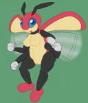antennae_(anatomy) anthro anthrofied areola arthropod blue_eyes breasts erect_nipples female generation_2_pokemon genitals hi_res insect ledian looking_at_viewer multi_arm multi_limb navel nintendo nipples non-mammal_breasts non-mammal_nipples nude open_mouth pokemon pokemon_(species) pokemorph posexe pussy simple_background smile solo tongue wings