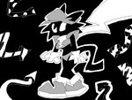 4_fingers ambiguous_gender anthro biped black_body clothed clothing fingers fur gloves handwear hat headgear headwear solo standing tail toony wearing_hat white_eyes yarharcannon domestic_cat felid feline felis mammal 2021 digital_media_(artwork) greyscale monochrome