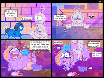 ambiguous_feral ambiguous_gender ambiguous_humanoid amputee baby_talk bag blonde_hair blood blue_body blue_eyes blue_fur bodily_fluids breastfeeding clothed clothed_humanoid clothing corpse crotch_breasts death dialogue disability dumpster female female_feral feral fur gore grey_hair grey_tail hair lifting_another missing_arm missing_leg neonate open_mouth outside pink_body purple_body purple_fur scared sucking tail teeth text trash_bag young young_ambiguous young_feral spacefluff fluffy_pony fluffy_pony_(species) humanoid mammal 2022 4:3 comic digital_media_(artwork) english_description english_text hi_res