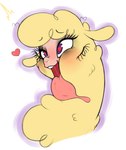 ahegao big_tongue bodily_fluids explicit_source fake_eyelashes female feral fur heart_eyes heart_symbol looking_pleasured mind_break open_mouth purple_eyes saliva saliva_string simple_background solo tongue tongue_out white_background wool_(fur) yellow_body yellow_fur yellow_wool aer0_zer0 them's_fightin'_herds paprika_paca_(tfh) alpaca camelid mammal 2023 bust_portrait digital_drawing_(artwork) digital_media_(artwork) hi_res portrait