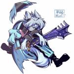 anthro clothing male melee_weapon simple_background solo sword weapon white_background majmajor dust:_an_elysian_tail ahrah dust_(elysian_tail) canid canine canis mammal wolf 1:1 hi_res