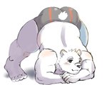 anthro ass_up black_nose butt clothing fur humanoid_hands jack-o'_pose kemono male overweight overweight_male pose simple_background solo underwear white_background white_body white_fur shimo_kawa vtuber jugo_kumagai bear mammal polar_bear ursine 2021 5:4