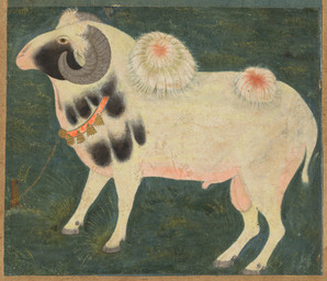 2_horns animal_genitalia balls bell bell_collar bound cloven_hooves collar feral fully_sheathed fur genitals grass hooves horn leash male male_feral plant quadruped rope sheath side_view simple_background solo standing tail unguligrade wool_(fur) unknown_artist public_domain bovid caprine mammal sheep 16th_century absurd_res ancient_art hi_res huge_filesize painting_(artwork) traditional_media_(artwork) traditional_painting_(artwork)