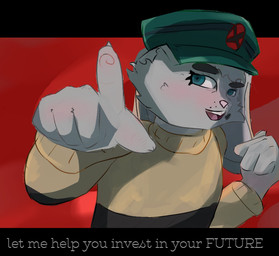 anthro clothing gesture hand_gesture hat headgear headwear male pointing pose solo sweater topwear soft_and_wett ena:_dream_bbq ena_(series) ena_(dream_bbq) lagomorph leporid mammal rabbit digital_media_(artwork)