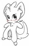 anthro big_eyes big_head blush bodily_fluids erection genital_fluids genitals male nude penis precum semi-anthro simple_background solo toony white_background bakap nintendo pokemon generation_5_pokemon minccino pokemon_(species) hi_res