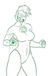 anthro bodysuit clothed clothing female fully_clothed green_lantern_ring mask ring skinsuit solo tight_clothing anonymous_artist dc_comics green_lantern green_lantern_(series) trilla-tru alien avian green_and_white monochrome