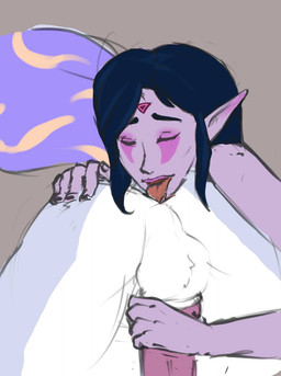 anal anthro balls black_hair blue_body blue_fur bodily_fluids duo eyes_closed facial_markings female female_rimming_male fur genitals hair hand_on_butt handjob handjob_while_rimming head_markings humanoid_pointy_ears licking male markings multicolored_body multicolored_fur oral orange_tail penile pink_body pink_skin pointy_ears purple_tail reach_around rimming saliva saliva_on_anus saliva_on_tongue sex tail tongue two_tone_body two_tone_fur white_balls white_body white_fur donohusuu lanaya_the_templar_assassin sane_(skbld) canid canine canis elf mammal wolf hi_res sketch