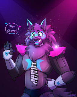 5_fingers anthro blue_eyes bodily_fluids claws dialogue fingers gradient_background grey_claws heart_symbol machine makeup male mane necktie open_mouth shoulder_pads simple_background solo sparkles speech_bubble spikes sweat sweatdrop teeth text white_sclera atmac five_nights_at_freddy's five_nights_at_freddy's:_security_breach lyre_(visual_novel) scottgames steel_wool_studios lyall_(lyre) android robot 2022 4:5 absurd_res artist_name digital_drawing_(artwork) digital_media_(artwork) english_text hi_res signature