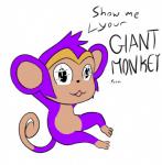 3_toes anthro barefoot biped black_nose chibi digital_media_(artwork) dragon_ball dragon_ball_z english_text feet female fur haplorhine jellymouse looking_at_viewer mammal monkey open_mouth primate purple_body purple_fur shantae_(monkey_form) shantae_(series) simple_background smile solo starry_eyes text toes wayforward white_background