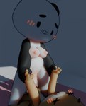 blush bouncing_breasts breasts cowgirl_position duo female female_on_top from_front_position hand_holding looking_at_another male male/female male_on_bottom on_bottom on_top sex simple_background choecoga bear giant_panda mammal 3d_(artwork) 3d_animation animated digital_media_(artwork) short_playtime